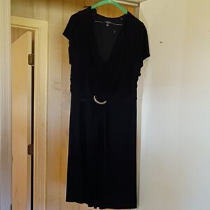 R & M Richards Black Midi Dress with Silver Accent